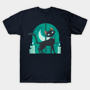 halloween cat green T-Shirt